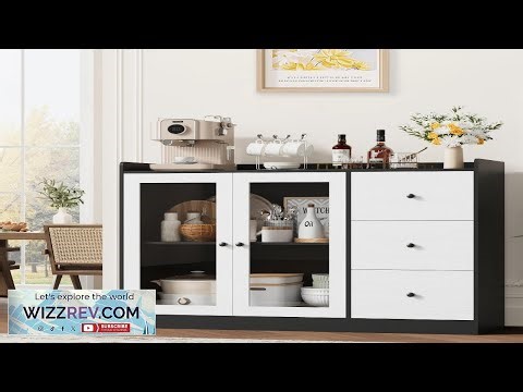 Garvee Kitchen Sideboard Cabinet 43" Coffee Bar Cabinet with 3 Drawers