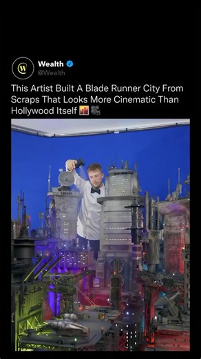 insidehistory on Instagram: "This entire Blade Runner set was built from old electronics, yet looks like a multi-million-dollar film studio brought to life. 🎬 🍿 Every structure in this miniature city was handcrafted from laser-cut wood, 3D-printed panels, circuit boards, and discarded components that were never designed for art. The creator rewired LEDs from broken devices to build glowing skylines. Old cooling fans became industrial turbines. Scraps of metal and plastic were transformed into 
