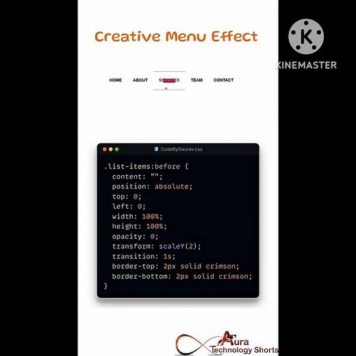 Creative Menu Hover Effects Using HTML & CSS Animated Navigation Bar #coding #codinglife #shorts