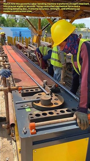 Satisfying Rebar Bending Machine in Action! Fast Steel Bar Bending Process on Construction Site