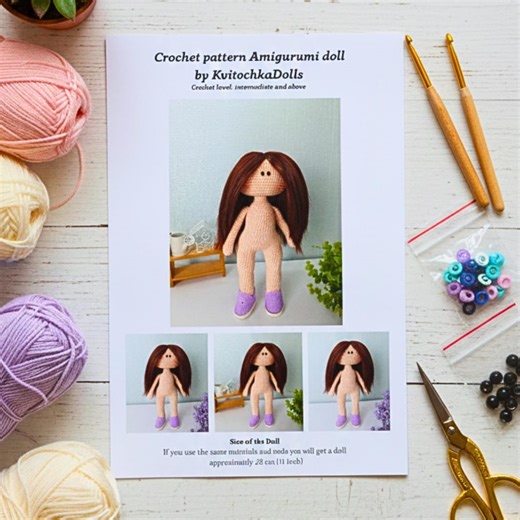 Modèle PDF de la base du corps de la poupée Amigurumi au crochet - Poupée Tilda 27 cm, jambes et fesses anatomiques, tutoriel étape par étape - Etsy Canada