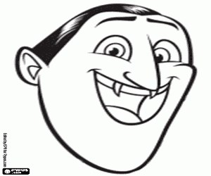 The face of Drac the vampire coloring page printable game