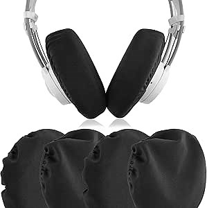 Geekria 2 Pairs Flex Fabric Headphones Ear Covers - Product Safety Certified - Washable & Stretchable Earcup Protectors for Large Over-Ear Headsets, Sweat Pads for Gaming (Size L/Black)