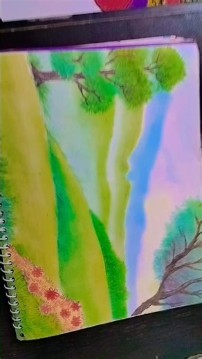 beautiful seanry with oilpastel#art #sketch #drawing
