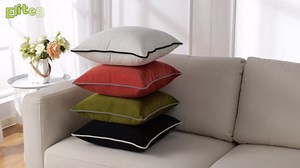 Black Cushions Covers 16x16 Decorative Throw Pillows Covers Square Pillow Cases with White Edge Farmhouse Couch Cushion Covers Neutral Throw Pillows Cover for Sofa Bed Living Room Home Decor