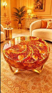 Beautiful Crystal Orange place Epoxy Table | Resin pour masterpiece | Relaxing