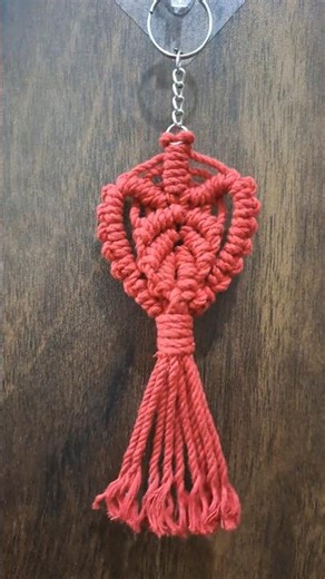 DIY Handmade Macrame Red Heart Keychain #craftshorts #macrame #diykeychain #diy #knitting #knotting