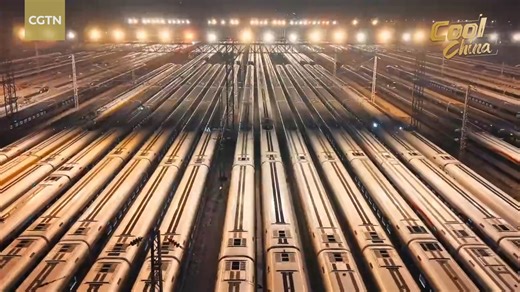 The 2026 Spring Festival travel is on! Watch a drone glide through a spectacular lineup of China's Fuxing high-speed trains, also known as "land aircraft carriers," gearing up to carry millions of passengers back home for the Chinese New Year. | CGTN