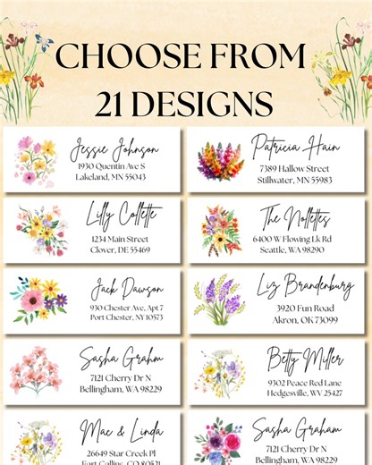 Custom Wildflower Return Address Labels: Personalized Mailing Labels Colorful Flowers Floral - Etsy