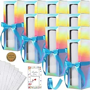 DEPAADER 36 PCS Gift Boxes for Sublimation Tumblers, 866-inch Beige Ribbon for 12oz, 20oz,30oz Heat Press Sublimation Blanks Skinny Cups, Transparent Exhibition Tumblers Gift Wrapping Package