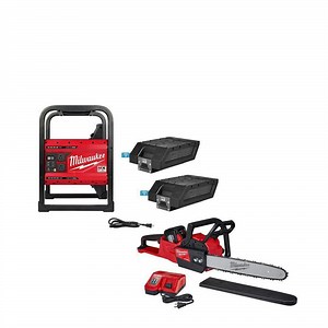 Milwaukee MX FUEL 3600-Watt/1800-Watt Lithium-Ion Push Start Portable Power Station Battery Generator & 16 in. Chainsaw Kit MXF002-2XC-2727-21HD