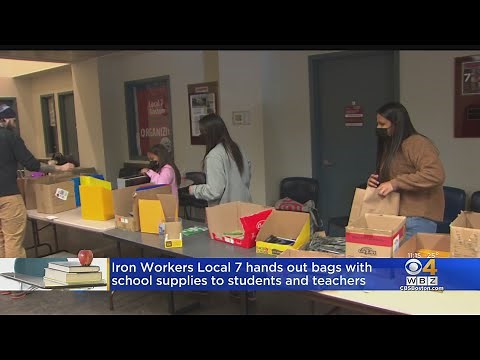 Iron Workers Local 7 Union Gives Away School Supplies To Teachers And Families In South Boston