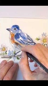Draw and paint a bluebird in watercolor #watercolorpainting