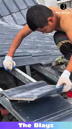 This Plastic Roof Sheet INSTALL is Shockingly FAST! 🤯🏠 #roofing #satisfying #craft
