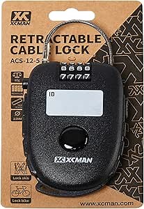 XCMAN Combination Bike Lock with 30 inch Retractable Cable Lock for Ski, Snowboard, Stroller, Bike and Suitcases,Secure 4-Digit