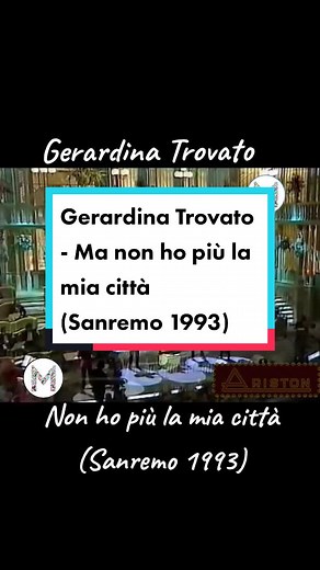 Gerardina Trovato - Ma non ho più la mia città (Sanremo 1993) Gerardina Trovato è una cantautrice italiana. Wikipedia Nascita: 27 maggio 1967, Catania. Grande artista Gerardina, questa canzone e relativa interpretazione sono da brividi. Mi chiedo cosa costasse investire ancora su di lei, visto il suo innegabile talento...... Vogliamo belle canzoni come questa, ne abbiamo davvero bisogno.🔝🔝🔝 #musica #xte #songs #musictiktok #tiktokmusic #live #andiamoneiperte #musicaitaliana #tvitaliana #ricor