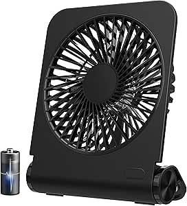 EasyAcc Small Desk Fan Personal Fan, 2000mAh Battery Quiet Mini Desktop Fan Portable Rechargeable Fan for Cruise, Travel Office Pet Cooling Hot Flashes Travel Essentials