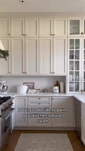 When I decided to pick cream for the kitchen cabinets I’m not sure everyone was on board but I’m so glad I did! Over a year later and I still love them so much. Comment “NC24” and i’ll dm you the details about our kitchen and the cabinet colour! Shop my home and other finds at the link in my bio or by following in the app . . . . . . . . . . . . . #liketkit #LTKhome #HomeForTheHolidays #LTKHoliday #kitcheninspo #christmasdecor2022 #cottagecore #creamkitchen #ikeahome #kitchenreno #makehomeyours 