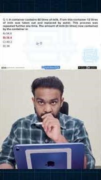 Milk and water questions can now be done like green water...SSC PSC Easy short cut