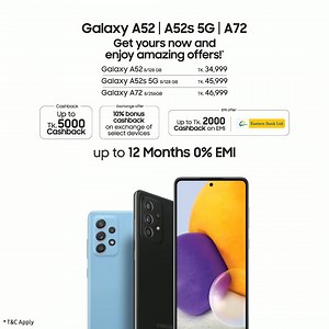 4.2K views · 944 reactions | Now you can enjoy up to Tk. 5,000 cashback, 12 months of EMI at 0%, exchange bonus, rewarding banking offers, and much more on purchasing your favorite Galaxy A Series device. Get yours from the nearest authorized Samsung outlet today or visit: https://www.samsung.com/bd/smartphones/galaxy-a/ | Samsung | Facebook