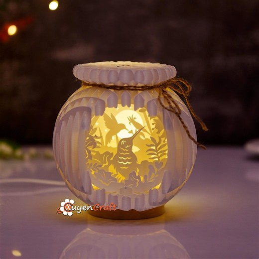 Hummingbird Jar Pop-up Lantern SVG Template, 3D Bird and Flower Sliceform Night Light - Etsy
