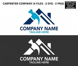 Carpenter Logo: Hammer & House Icon - Customizable Business Design (SVG, PNG Digital Download - Etsy