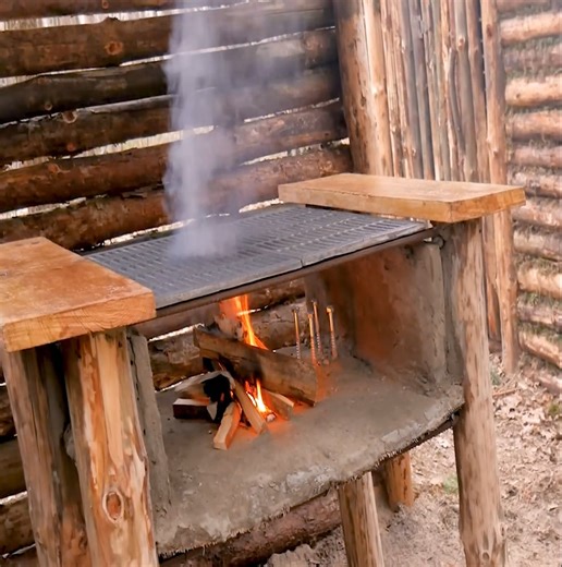 1K views · 17 reactions | Off-Grid Cabin Life: Making Stone Barbecue Table in the Forest Kitchen, Outdoor Kitchen #fblifestyle | Alone with nature | Facebook