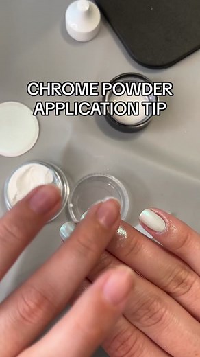 Did you know this about chrome powder application! Its alot easier than it looks! #chromenails #glazeddonutnails #diynails #gelnail #nailtipsandtricks #beginnernailtechtips
