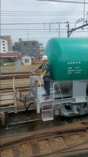 Train surfing in Japan? Man outside a moving train.#4k #60fps #train #railway