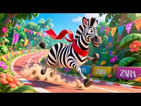 Zara Zebra’s Racing Day 🏁🌈 | Fast & Fun Animal Rhyme for Kids | Nursery Rhymes & Songs for Children