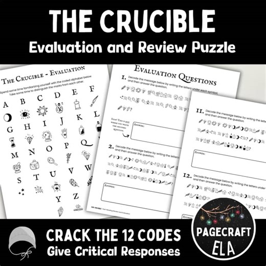 The Crucible by Arthur Miller Post-Reading Review and Evaluation Puzzle