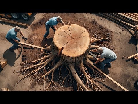 How to Make a Farmhouse Table from a Large Tree Trunk | Creative Woodworking Project