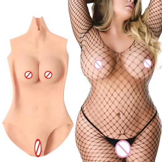 Realistic Silicone Body Suit C Cup Fake Boobs Vagian Drag Queen Full Bodysuit for Transgender Breast Cosplay Forms Ladyboy Sissy