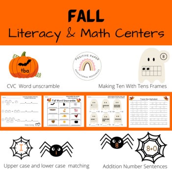 Fall Math & Reading Center Activities PreK-1st