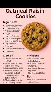 48K views · 255 reactions | Oatmeal Raisin Cookies Ingredients - 1...