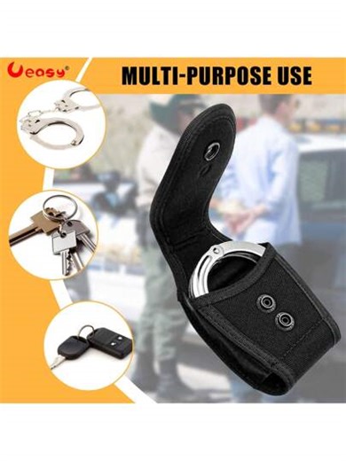 Ueasy 1pc Handcuff Pouch With Cover, Featuring Belt Loop And Dual Safety Snap Closures, Suitable For Duty Belt, Nylon Handcuffs, Law Enforcement Equipment, Compatible With Handcuffs And Hinged Handcuffs | SHEIN
