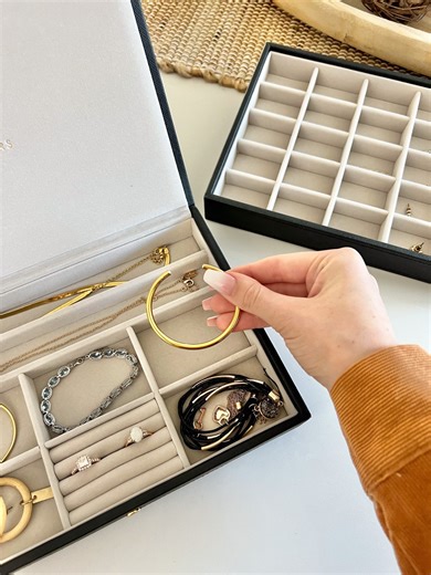 7.2K views · 35 reactions | Your accessories should be displayed, not displaced!  Keep your accessories organized in style with Stackers. Available at #TheContainerStore: https://container.store/41CMOr1 @everything.envy loves that they are stackable to maximize space. Also, you can continue to add on more Stackers products as your jewelry and sunglasses collection grows. | The Container Store | Facebook