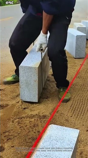 This Hook Installs Curbstones Effortlessly 🤯 #construction #tools #satisfying #shorts