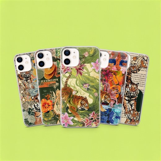 Tiger Phone Case Exotic Animal Collage Cover Fit for iPhone 17 16 15 14 13 12 Pro Max, Google Pixel 10 Pro XL 9 8 7, Samsung S26 S25 FE A17 - Etsy