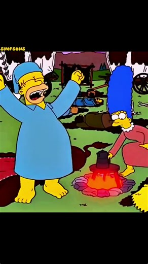 Homer Hunts Buffalo 🦣. #simpsons #thesimpsons #cartoon #fyp #extinct