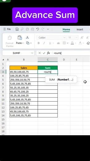 Advance sum in Excel #exceltipsandtricks #excelshortcuts #exceltips #excel