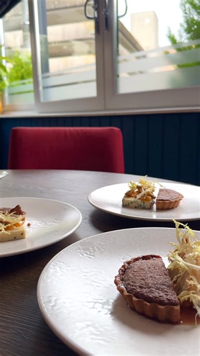 Enjoy our freshly baked walnut and apricot jam malva pudding tart, perfectly paired with pickled apricots and delicate elderflower. Choose your cheese: rich truffle Godminster cheddar, creamy ash-coated Driftwood goats cheese, or bold Barkham blue for a delightful contrast. The perfect cheese course awaits. We’d love to welcome you next week, contact us on 01752 201523 or book direct via our website: https://fletchersrestaurant.co.uk/fletchers-restaurant-a-la-carte-menu/ | Fletcher's Restaurant