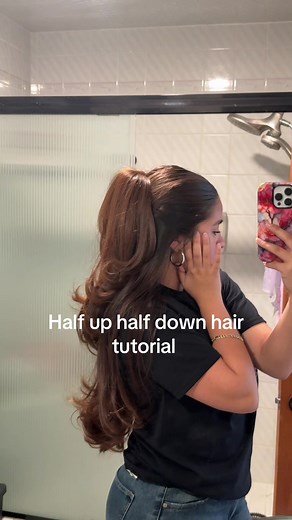 Hope you guys love it! I also use a wax stick and hairspray to slick back my hair #halfuphalfdown #hairtutorial #hairtok #hair