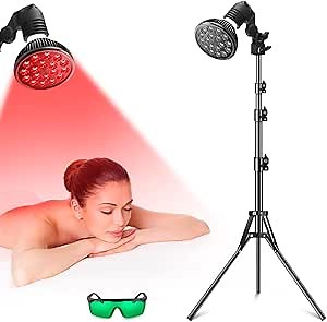 Red Light Therapy for Pain Relief,Red Light Therapy Lamp with Adjustable Stand-660nm & Near Infrared 850nm,Detachable 54W High Power Red Bulb for Face,Muscle,Body,Skin