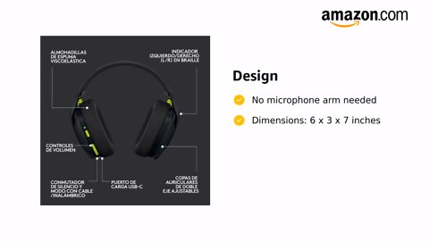 Logitech G435 LIGHTSPEED and Bluetooth Wireless Gaming Headset - Lightweight over-ear headphones, built-in mics, 18h battery, compatible with Dolby Atmos, PC, PS4, PS5, Mobile - Black (Renewed)