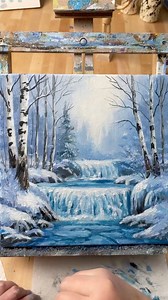 If water has ever felt intimidating, this class is for you.❄️ This Sunday, join us for Winter Forest Waterfall and learn how to paint a tranquil winter landscape that captures the quiet stillness of a winter day. In this class, you’ll learn how to: • Build a balanced winter colour palette • Shape frozen waterfalls and icy edges • Layer snowy textures through trees and rocks • Create depth using light and atmospheric perspective The final piece in our Seasonal Waterfall Series. 🎨 Join us live th