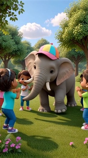 Cute Elephant 🐘 Dancing With Kids | Fun Cartoon Animation #Shorts #poem