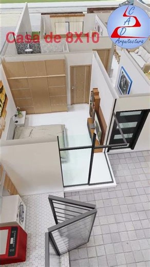 Casa de 8x10 metros de UN Piso (Dos Recamaras) #arquitectura #casasecologicas #casa