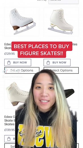 BEST PLACES TO BUY FIGURE SKATES!! If you’re buying your first pair of skates, PLEASE get professionally fitter IN PERSON by a skate tech. Your shoe size IS NOT the same! Before you buy any figure skates online, please make sure you know your correct figure skate size. Having correctly fitting boots is essential! Personally, your most reliable source will be through a dealer at first! @sonyaskates_ #figureskating #figureskates #beginnerfigureskates #beginnerfigureskater #iceskatingtiktok #howtoi