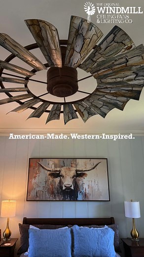 Every home has a heartbeat — and for Windmill Ceiling Fans & Lighting Co., it spins with a little Western soul. 🤠 Each #windmillceilingfan and chandelier is a piece of functional art, handcrafted in Texas with the kind of authenticity and attention to detail that define the Western way of life. From weathered barn metal finishes and rich leather motor coverings to custom creations and personalized tail vanes, every design carries the character of the land that inspired it. These aren’t just cei